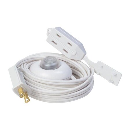Southwire Extension Cord, 16 AWG, Indoor, 16/2, 3 Outlets, White, 15 ft 3834934